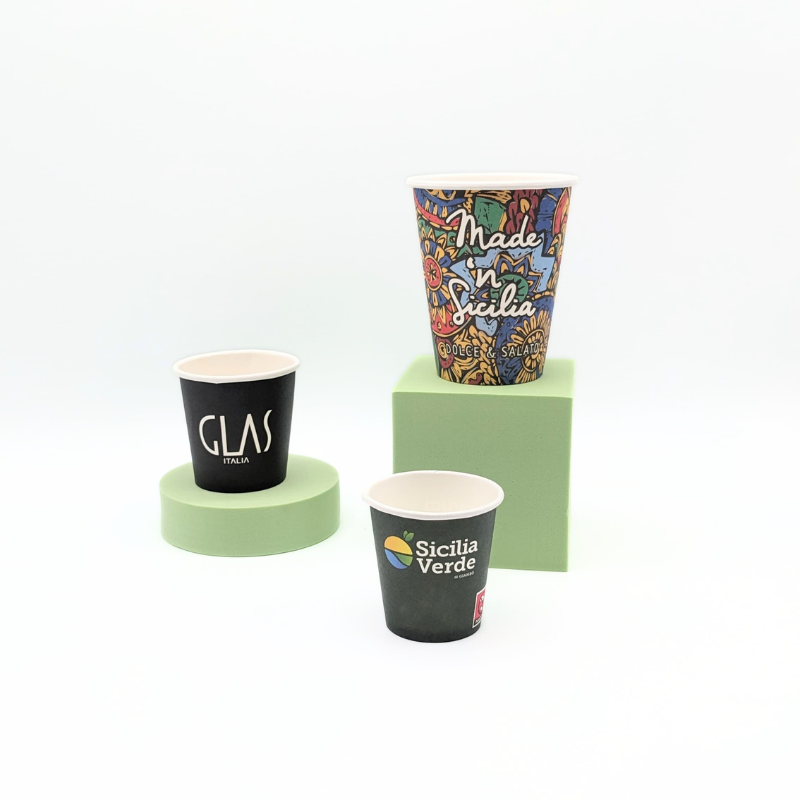 Bicchieri cartoncino con stampa in quadricromia, personalizzabili fino a 4 colori